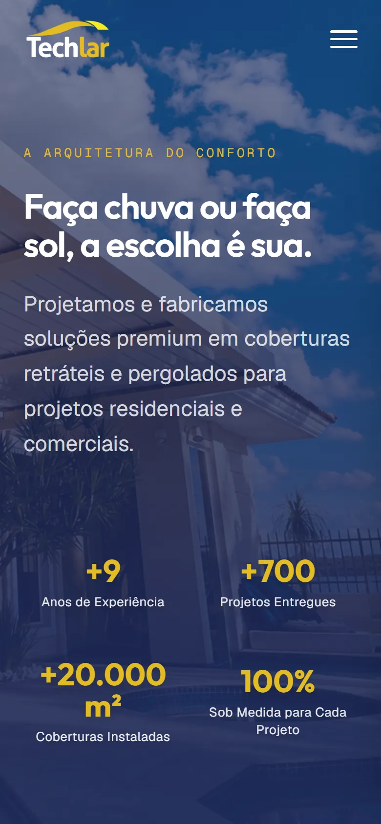 Site da Techlar em um celular